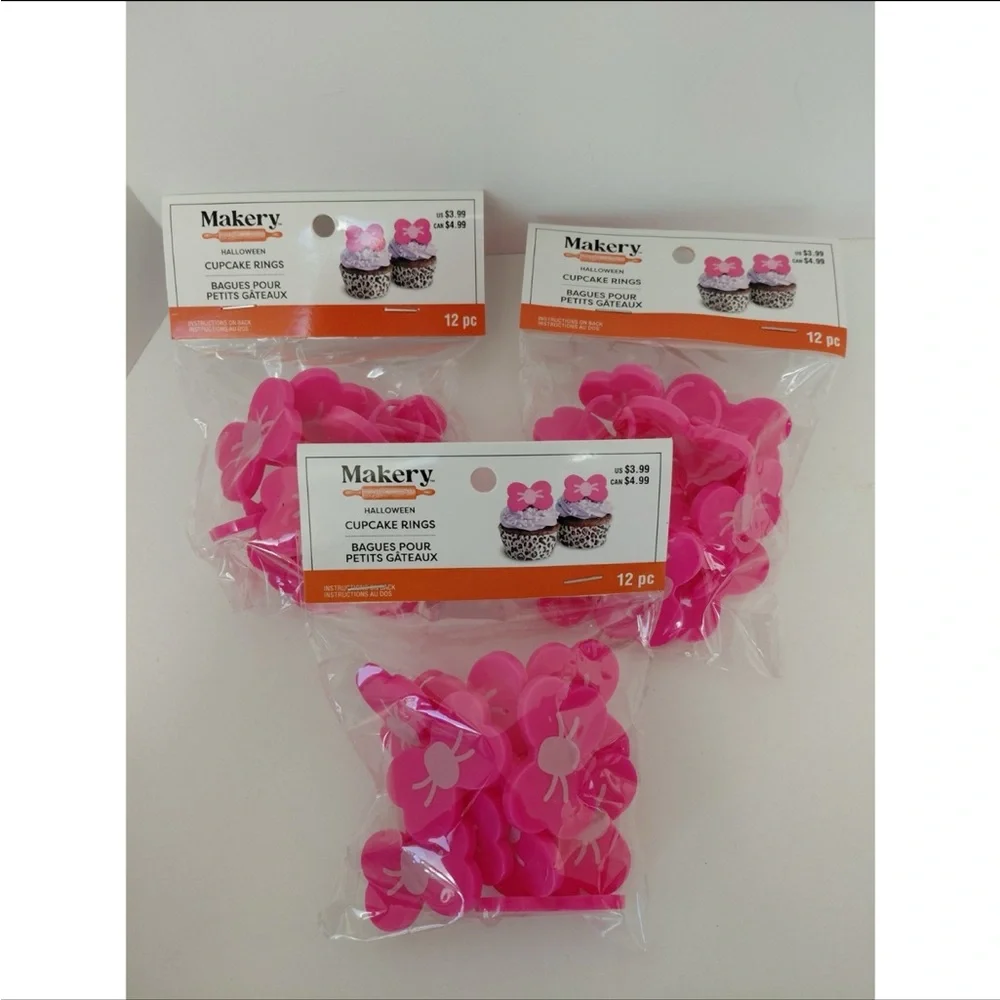 Pink Cupcake Rings - set of 3